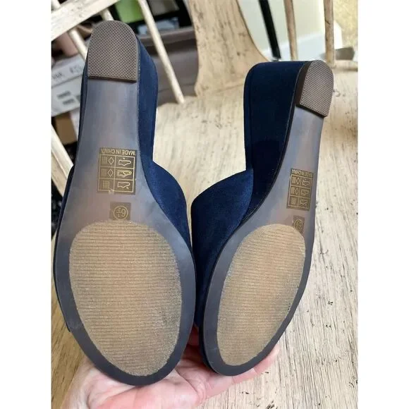 Journee Collection Women's Blue Slip-On Mules Size 6.5 Casual Open Toe​ - Picture 4 of 4